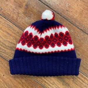 Wigwam vintage beanie navy red and white winter hat
